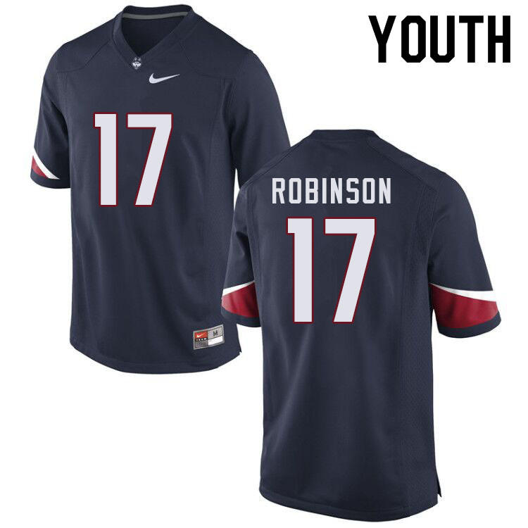Youth #17 Oneil Robinson Uconn Huskies College Football Jerseys Sale-Navy